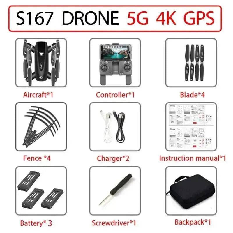 Sportsman Specialty Products Drone 5g 4k pixels GPS 3B / China Drone With Camera 5G RC Quadcopter Drones HD 4K S167 GPS