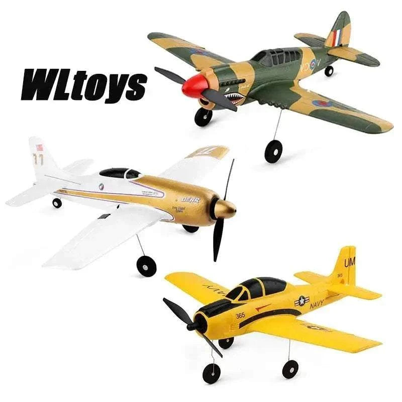 Stunt Plane Six Axis RC Fighter electric glider flying outdoors with remote control